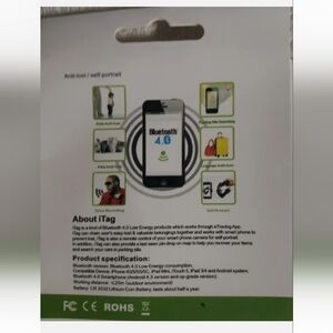 ITAG Self-Portrait Anti-Lost/Theft Device Low Energy Tracking Black w/Clip NIB